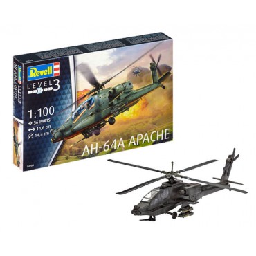 KIT PARA MONTAR REVELL HELICÓPTERO AH-64A APACHE 1/100 56 PEÇAS REV 04985